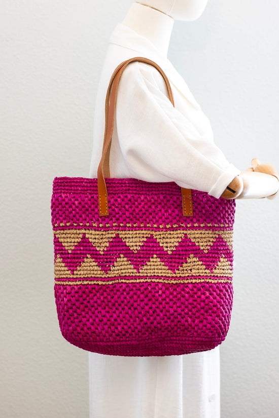 The Vibrant Geometric Raffia Tote