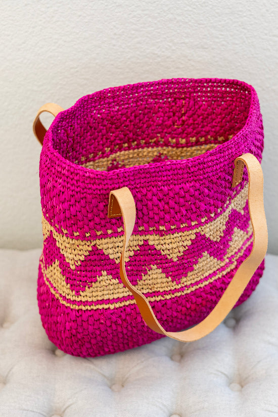 The Vibrant Geometric Raffia Tote