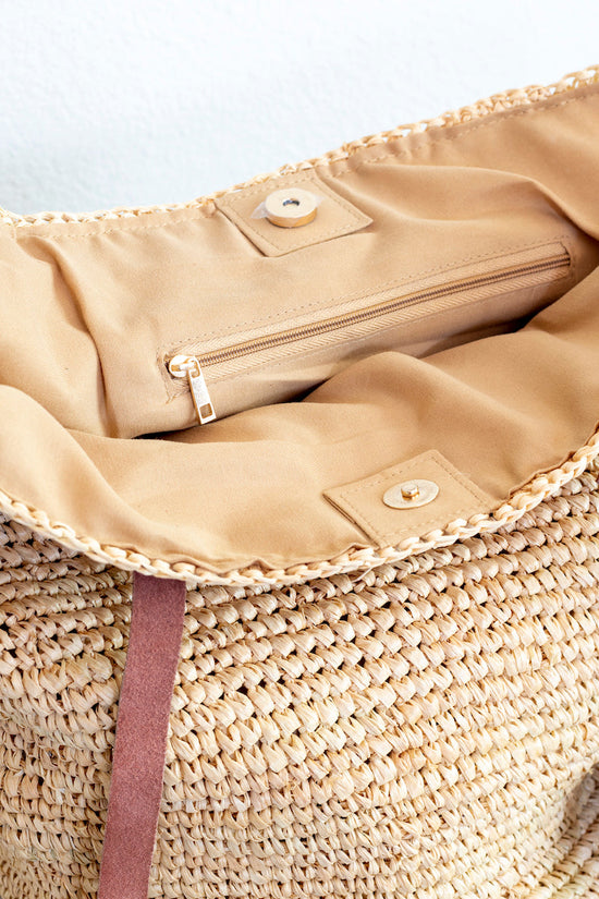 The Chic Raffia Leather-Trimmed Tote