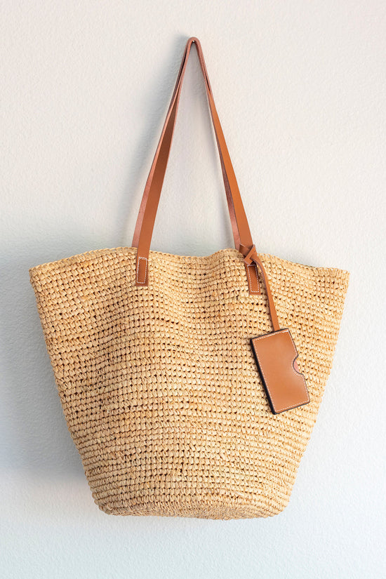 The Chic Raffia Leather-Trimmed Tote