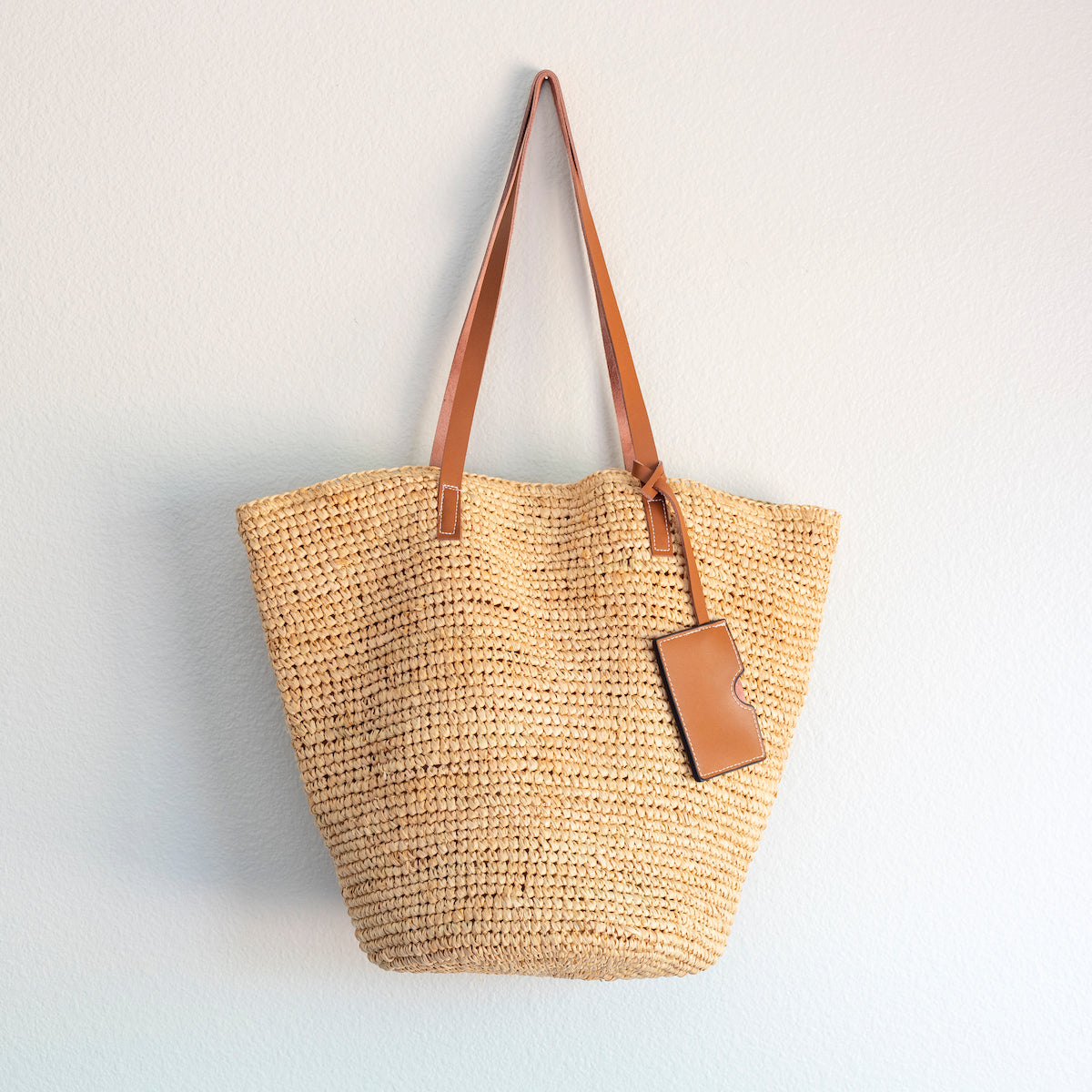 The Chic Raffia Leather-Trimmed Tote