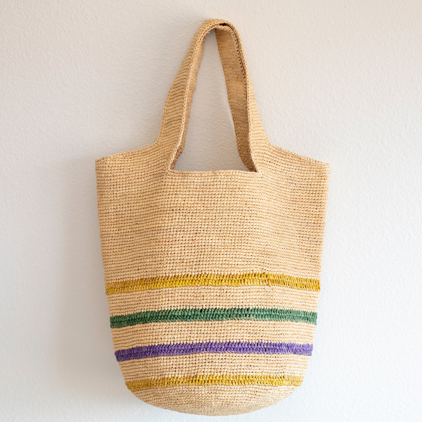 The Striped Accent Raffia Tote