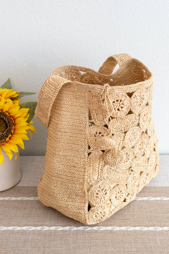 The Boho Patchwork Raffia Shoulder Bag