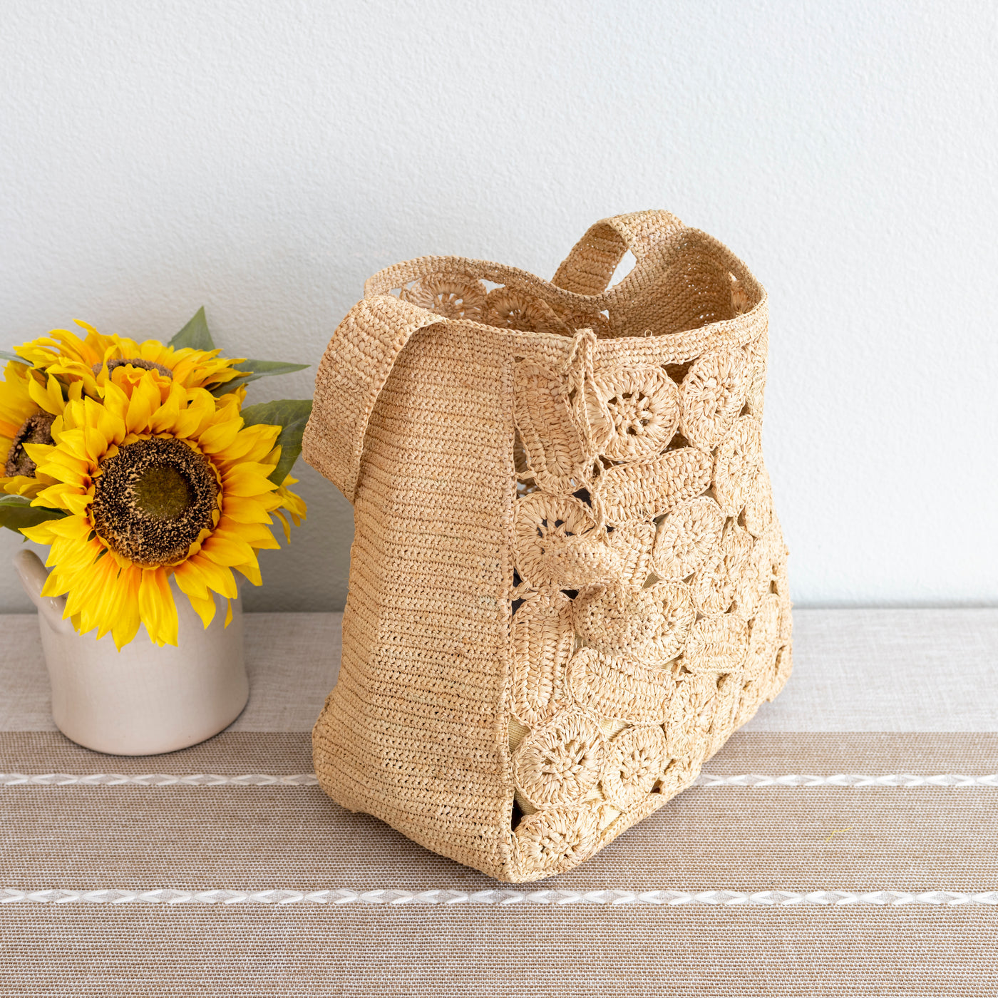 The Boho Patchwork Raffia Shoulder Bag