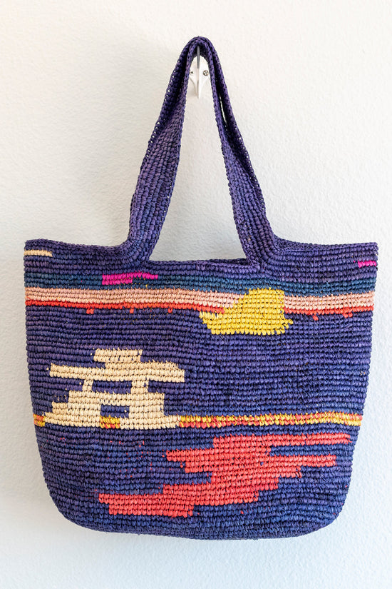 The Midnight Harbor Raffia Tote