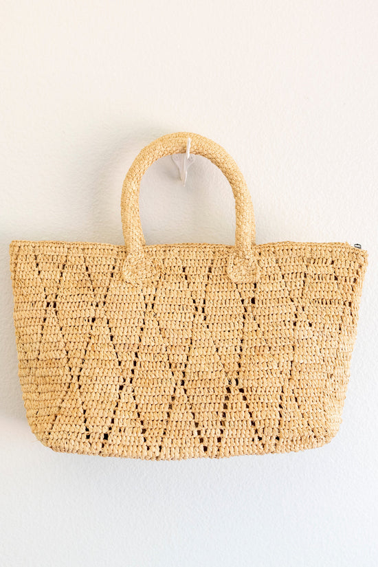 The Diamond Weave Raffia Beach Bag