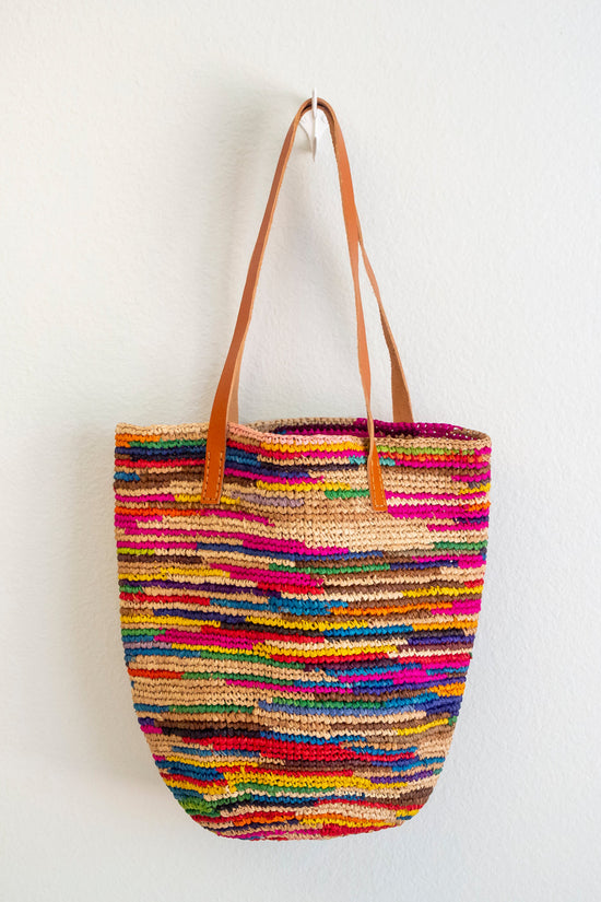 The Multi-Color Striped Raffia Tote