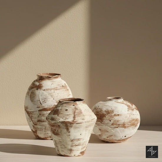 The Earthy Rustic Ceramic Vase Collection (Set of 3)