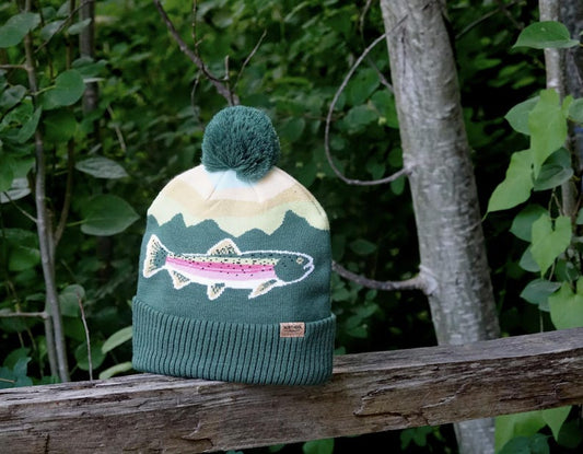 The Delvie Rainbow Trout Knit Pom Beanie