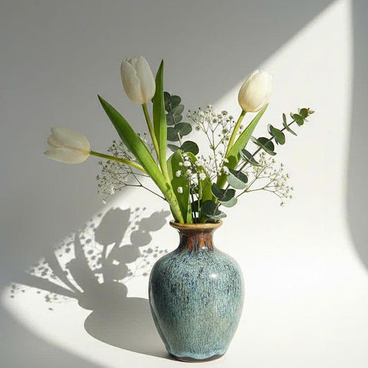 The Speckled Azure Flame Ceramic Vase