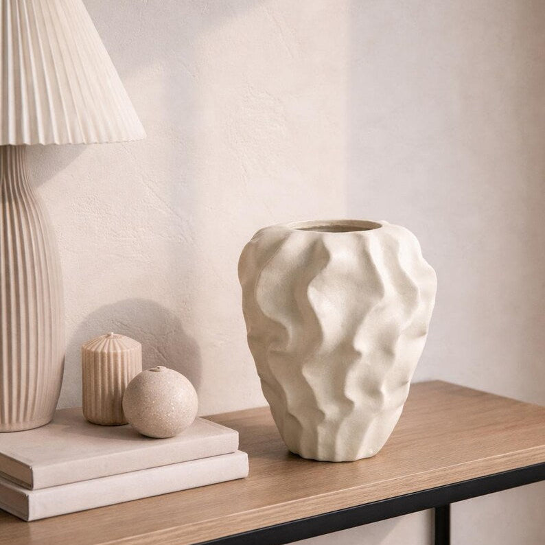 The Wabi-Sabi Ribbed Ceramic Art Vase